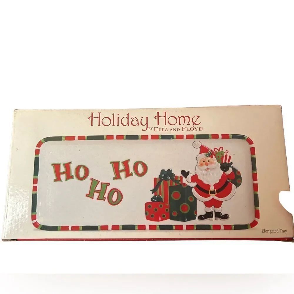 Fitz And Floyd Christmas Santa Ho Ho Ho Elongated Serving Tray